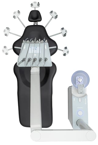 assistant unit placed on flexible telescopic arm